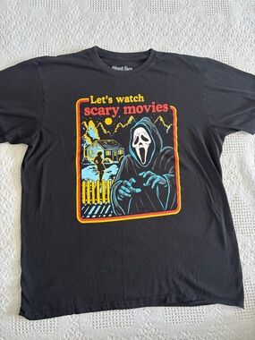Ghost Face Lets Watch Scary Movies Large Black Tshirt Preowned